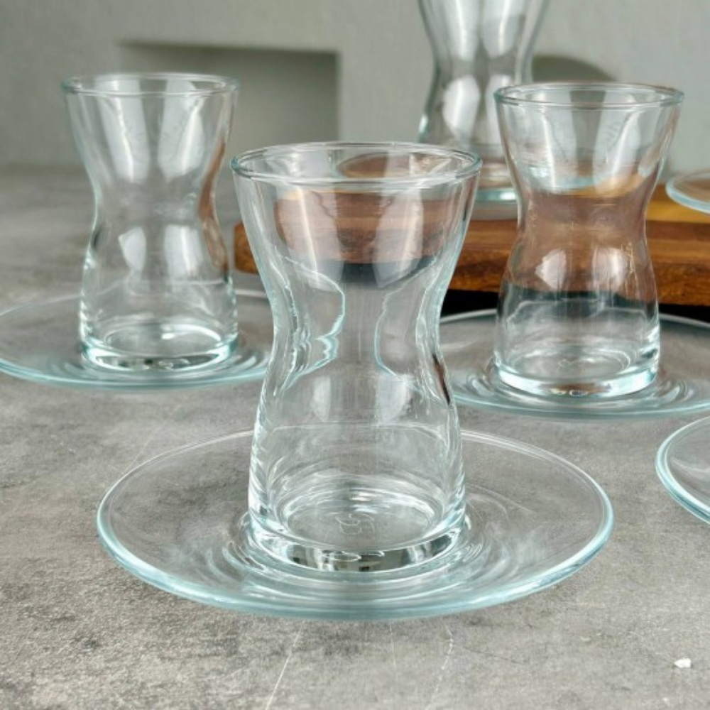 Turkish Tea Cups and Saucers 12 Piece — Pasabahce Irmak Set