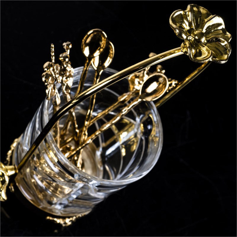 9” Glass Cutlery Holder, Utensil Caddy for Spoons, Forks