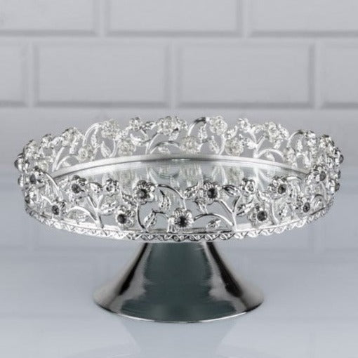 Mirrored Round Dessert Footed Stand Platter — 5.9 Inch