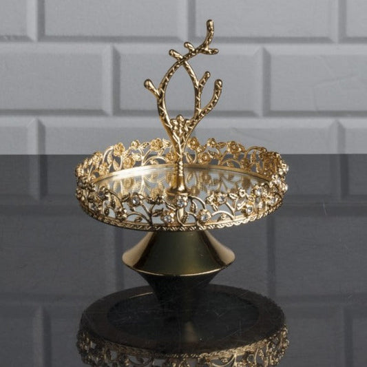 Mirrored Decorative Footed Platter — 5.9 Inch Stand