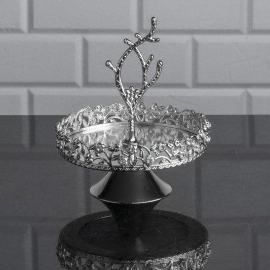 Mirrored Decorative Footed Platter — 5.9 Inch Stand