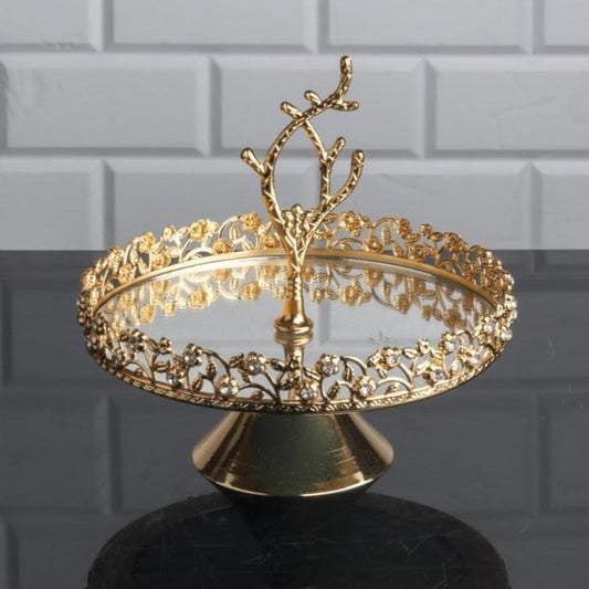 Mirrored Decorative Footed Platter — 7.9 Inch Stand
