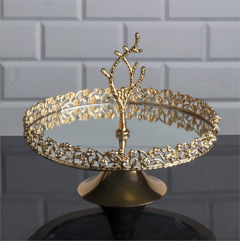 Mirrored Decorative Footed Platter — 9.9 Inch Stand
