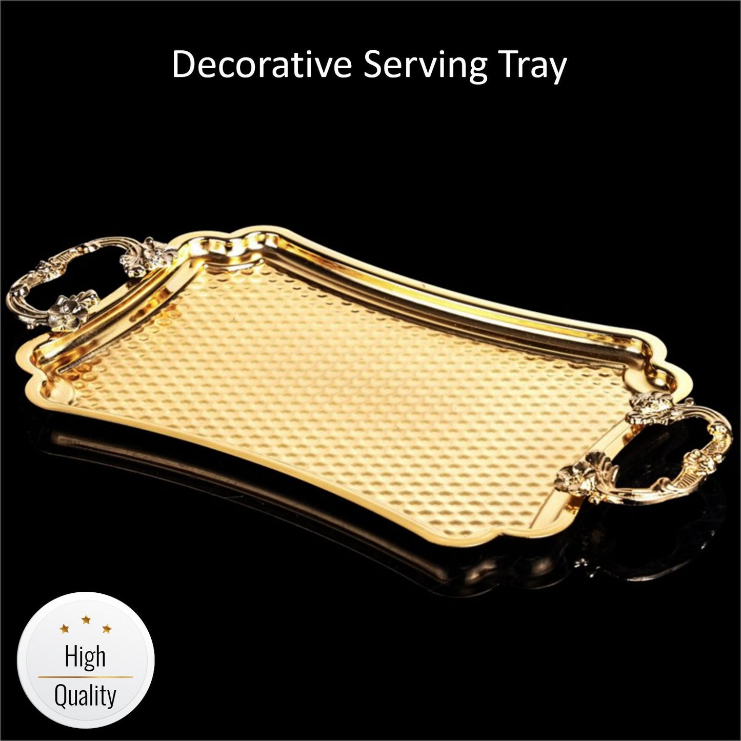 Retro Tray with Hammered High Edges — 14.2x7.9 Inch
