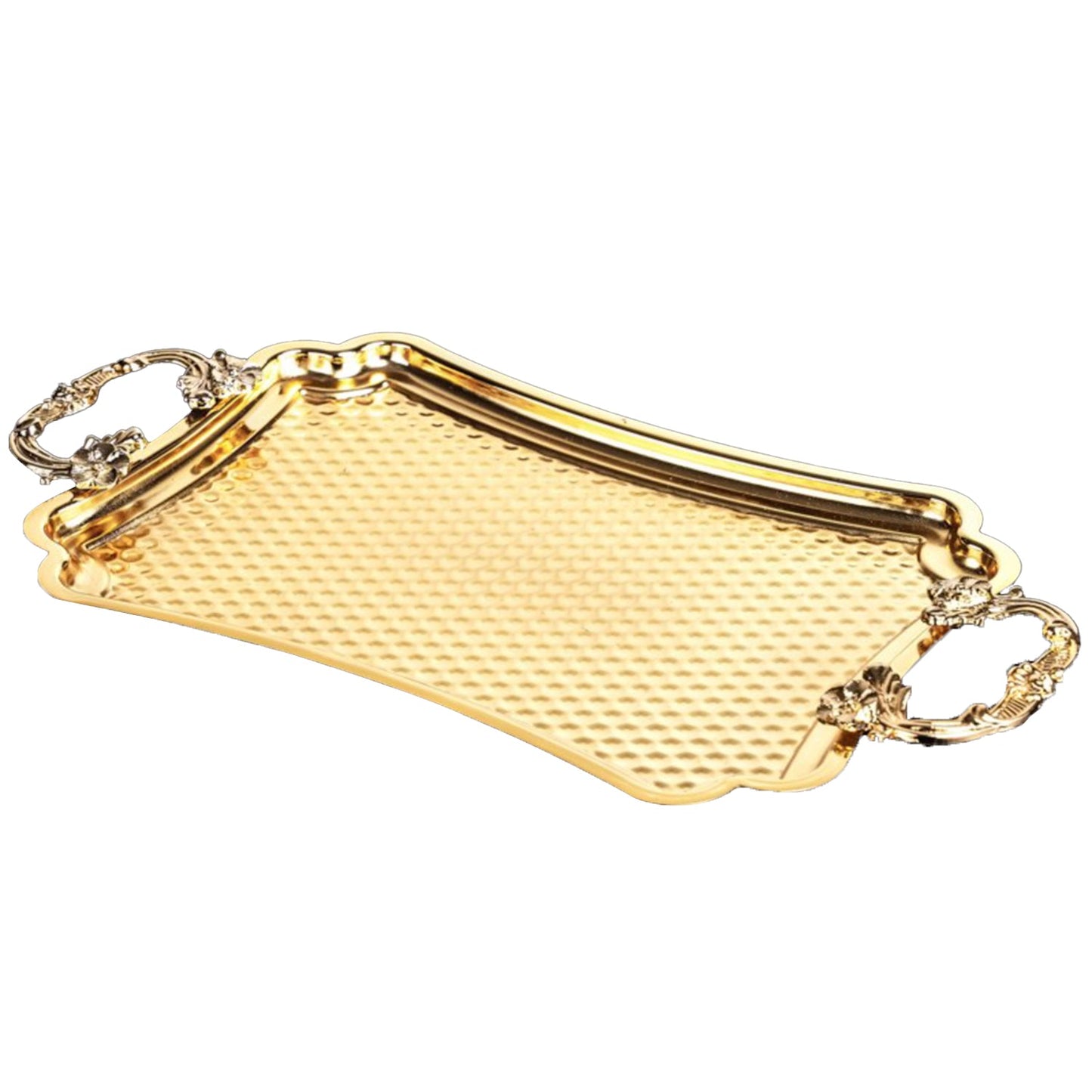 Retro Tray with Hammered High Edges — 14.2x7.9 Inch