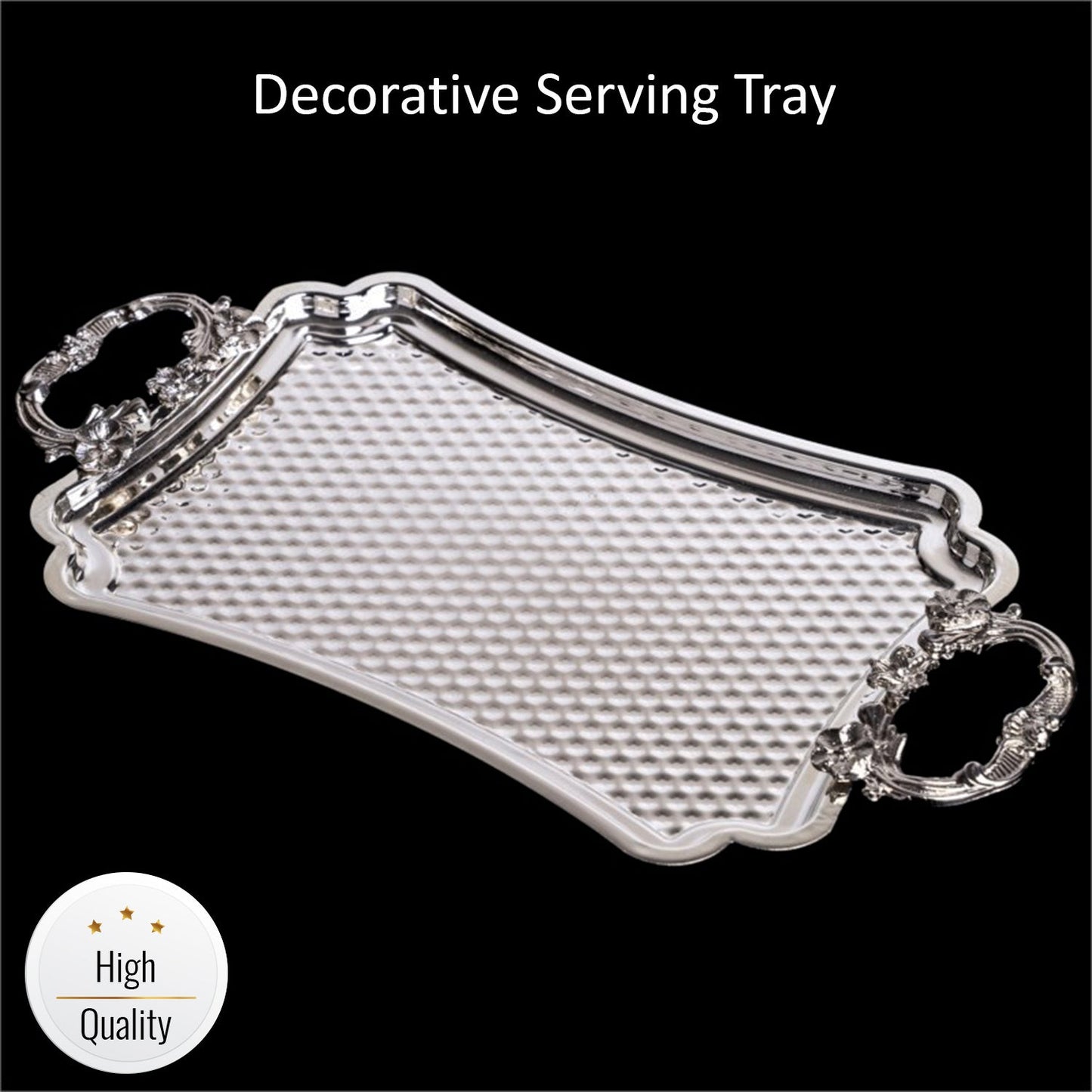 Retro Tray with Hammered High Edges — 14.2x7.9 Inch
