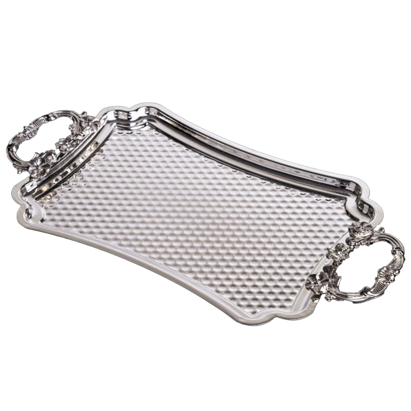 Retro Tray with Hammered High Edges — 14.2x7.9 Inch