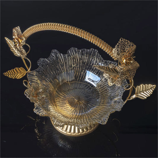 Metal Footed Glass Basket Fruit Bowl — 11 Inch