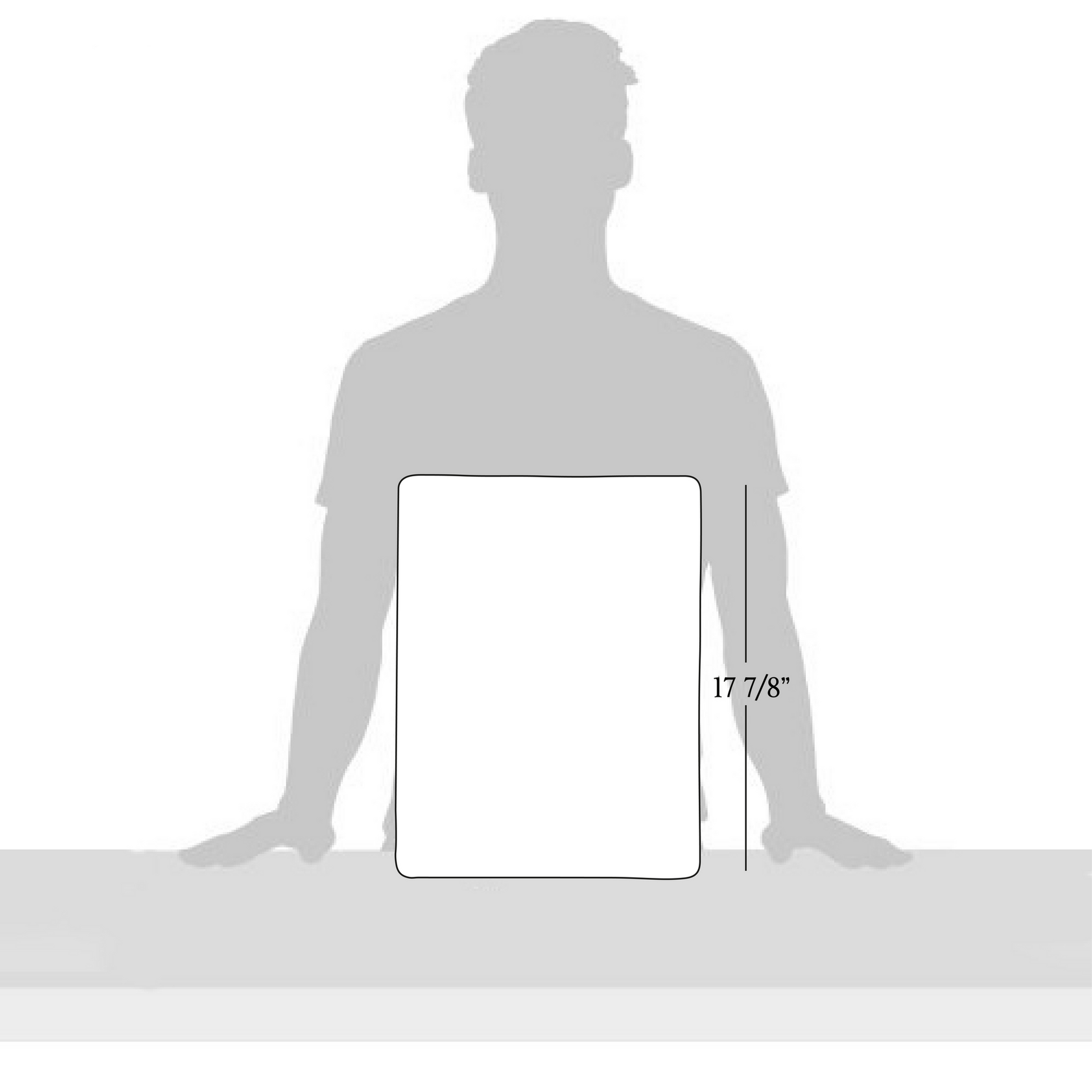 Silhouette of a person with a measurement label on a white background