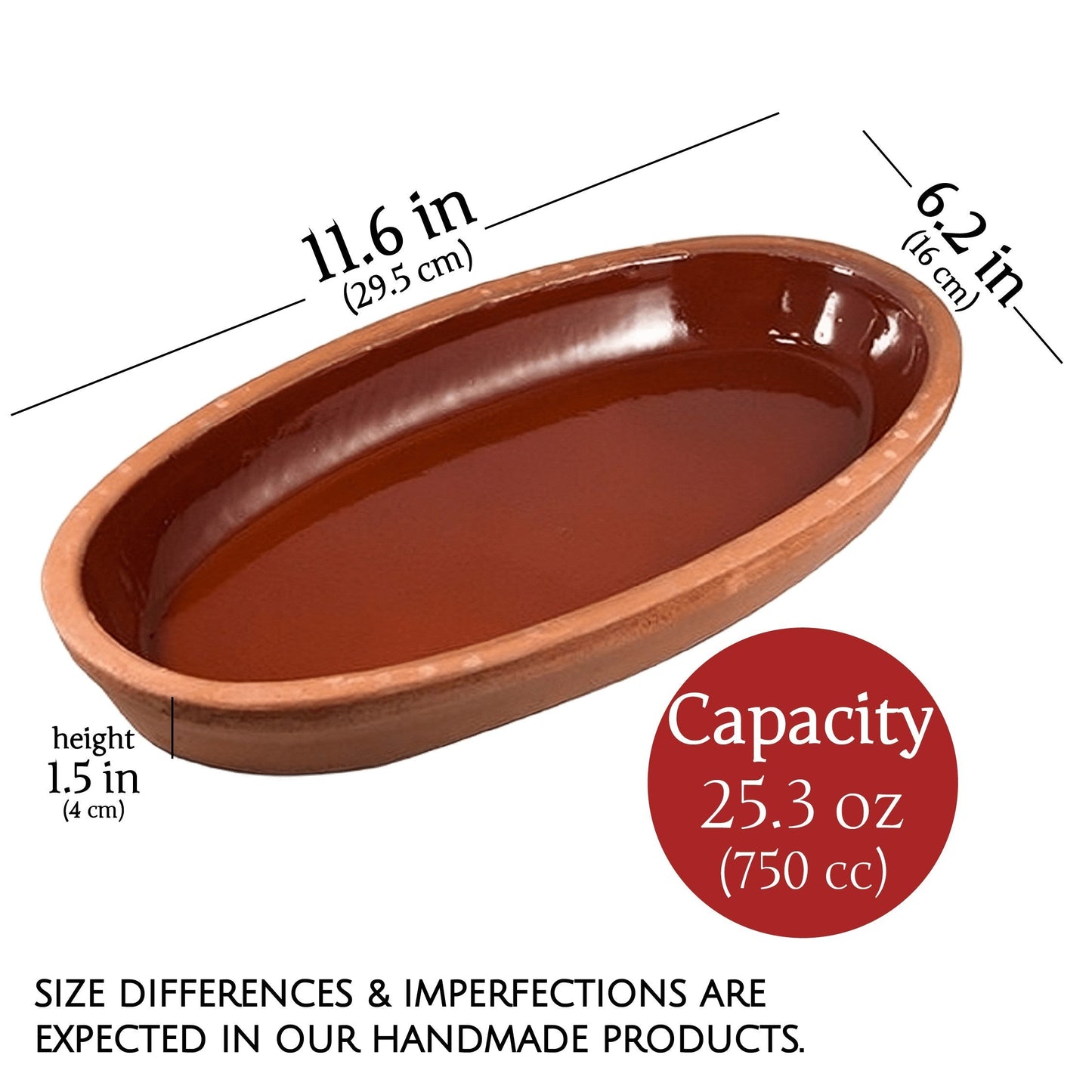 Oval Glazed Terracotta Clay Pans Set of 2 — Bergama, Midi & Large