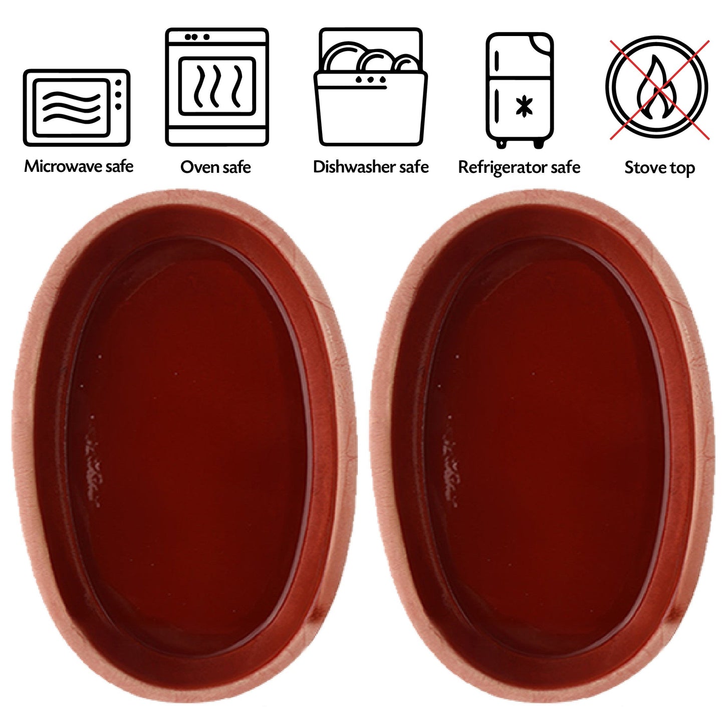 Oval Glazed Terracotta Clay Pans Set of 2 — Bergama, Midi & Large