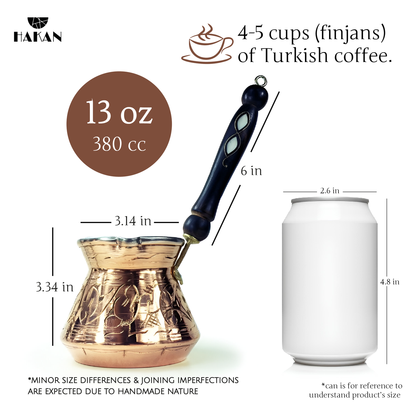 Copper Turkish Coffee Pot with Wooden Handle — Thick Copper
