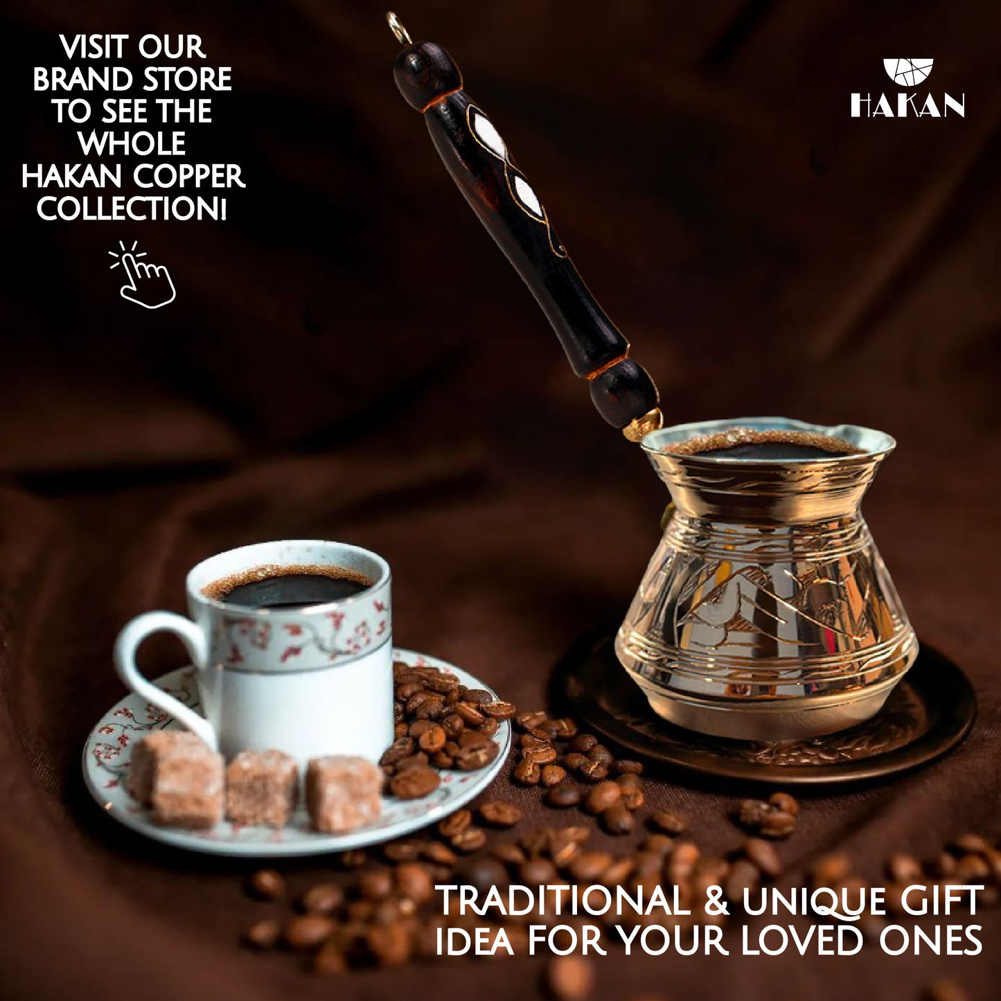 Copper Turkish Coffee Pot with Wooden Handle — Thick Copper