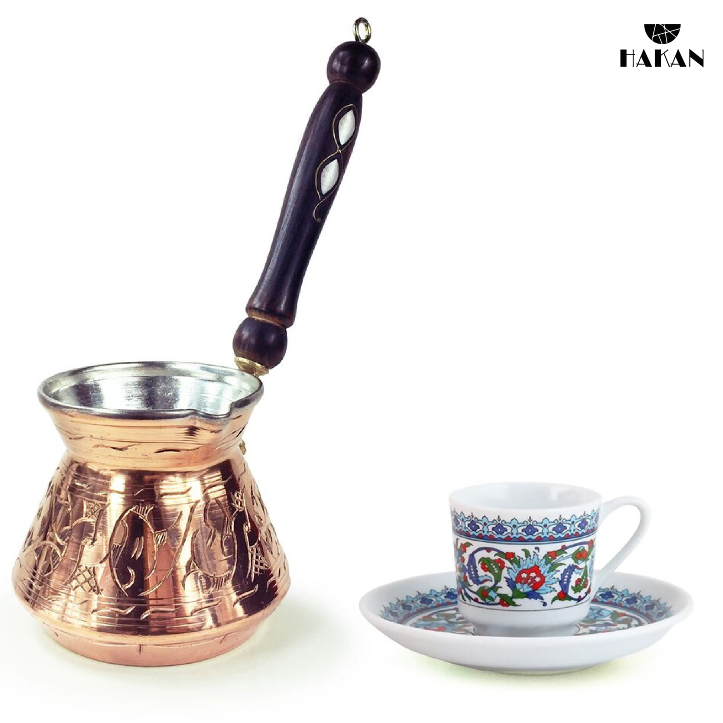Copper Turkish Coffee Pot with Wooden Handle — Thick Copper