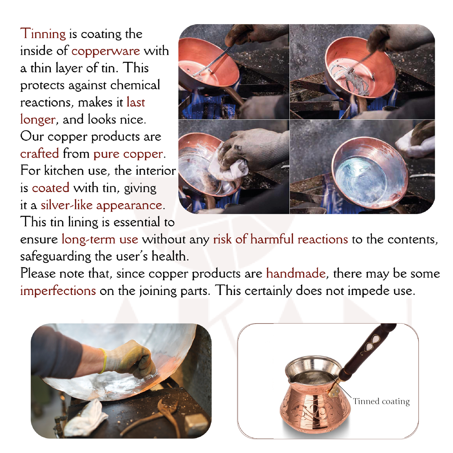 Copper Turkish Coffee Pot with Wooden Handle — Thick Copper