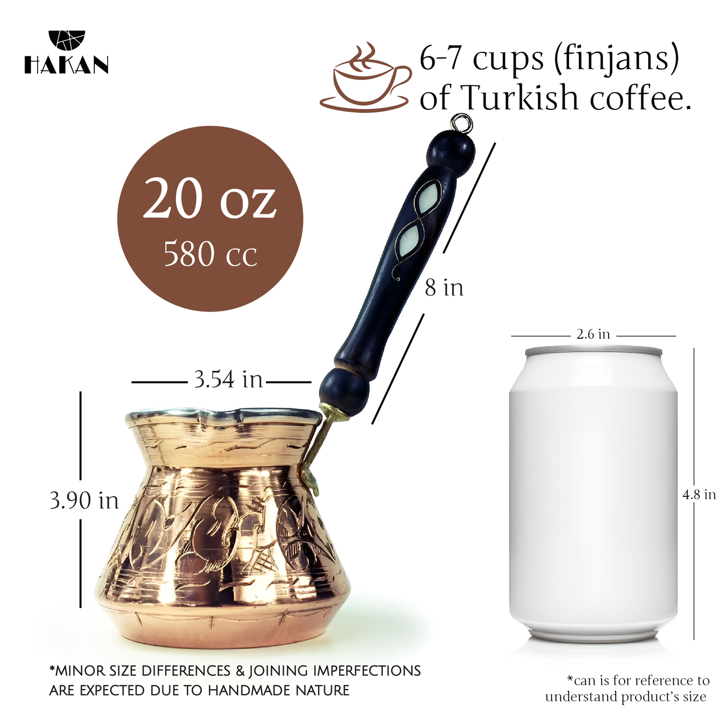 Copper Turkish Coffee Pot with Wooden Handle — Thick Copper
