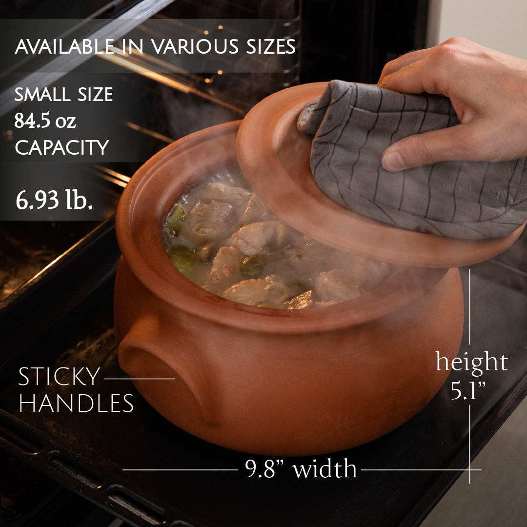 Unglazed Terracotta Cooking Pot with Lid — Suphan, 3 Sizes
