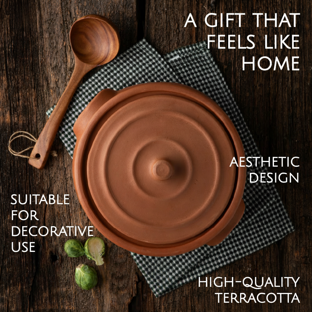 Unglazed Terracotta Cooking Pot with Lid — Suphan, 3 Sizes