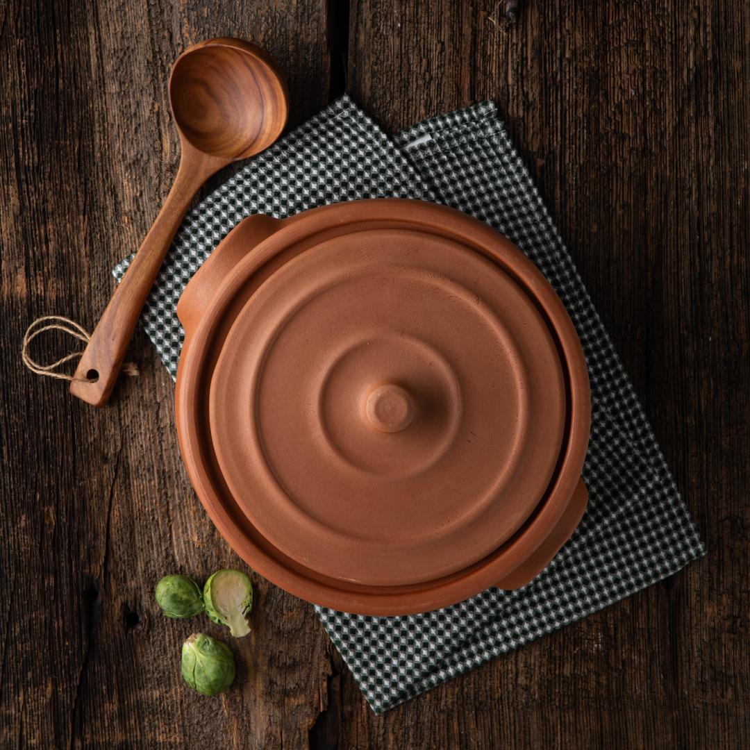Unglazed Terracotta Cooking Pot with Lid — Suphan, 3 Sizes