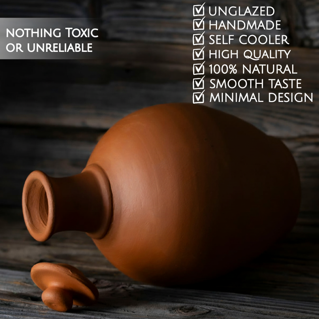 Unglazed Terracotta Clay Pitcher with Lid — 3 Sizes