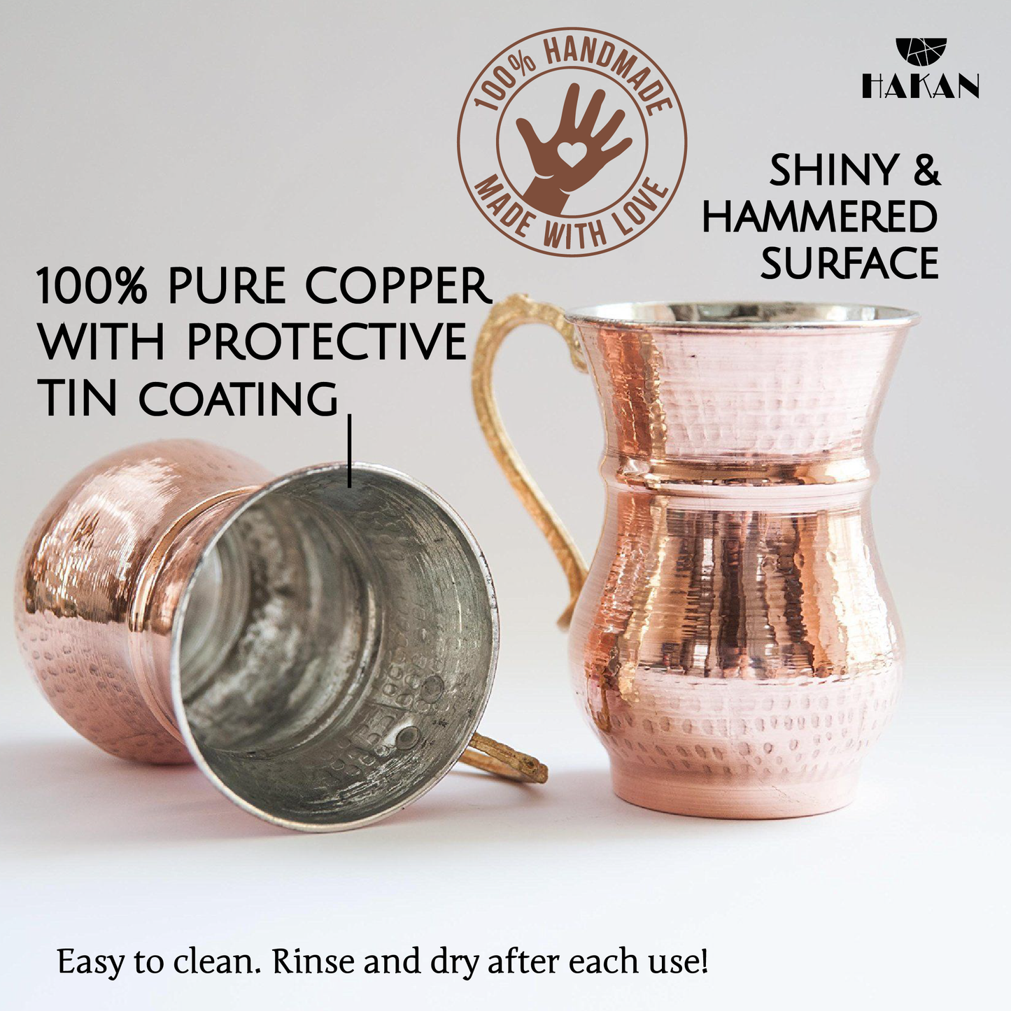 Copper Mug Set Hammered Turkish — 8.4 Oz
