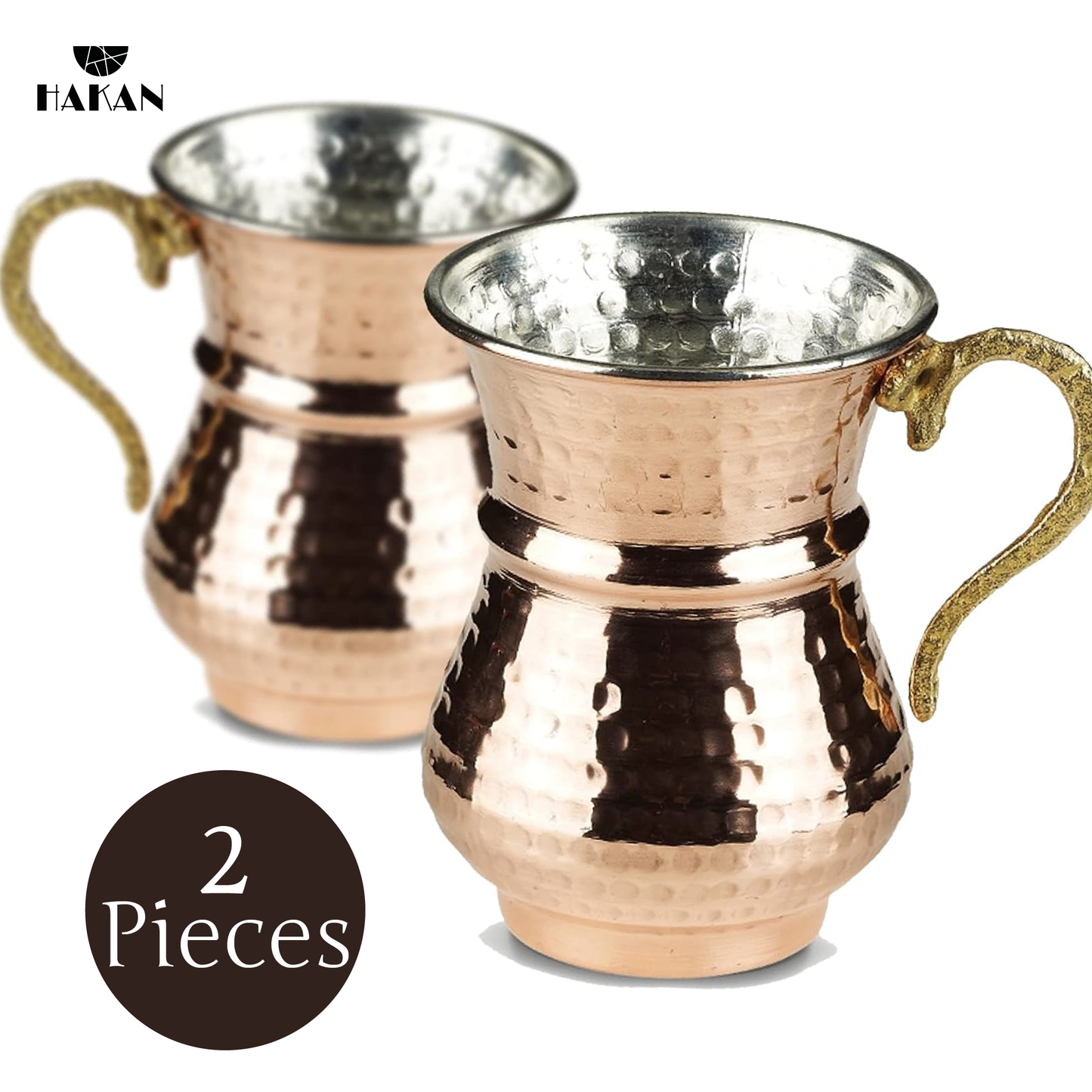 Copper Mug Set Hammered Turkish — 8.4 Oz