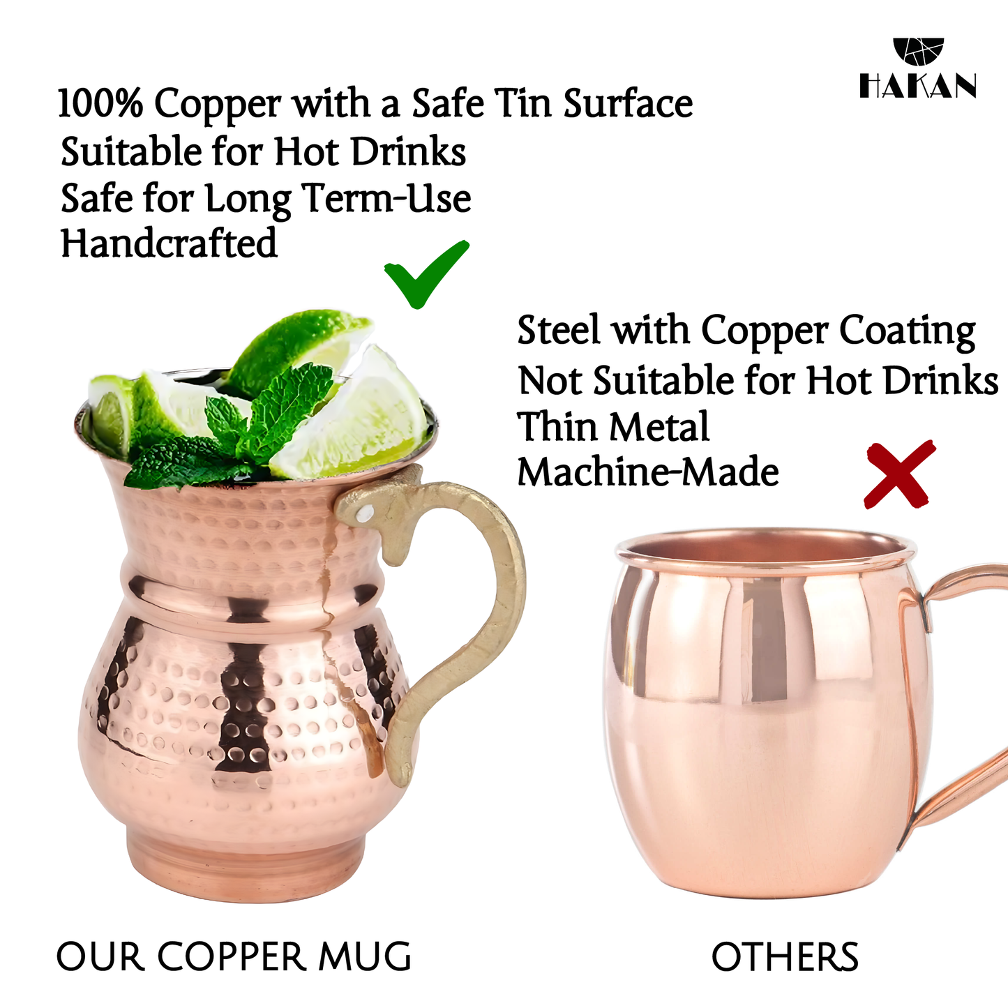 Copper Mug Set Hammered Turkish — 8.4 Oz