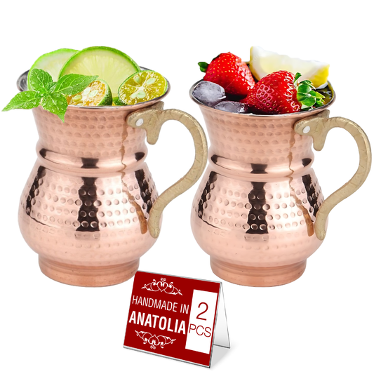 Copper Mug Set Hammered Turkish — 8.4 Oz