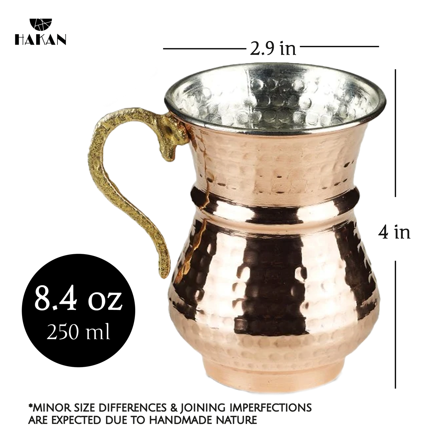 Copper Mug Set Hammered Turkish — 8.4 Oz