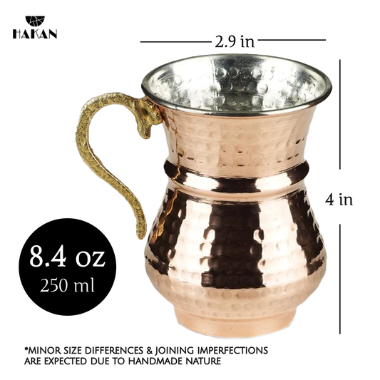 Copper Mug Set Hammered Turkish — 8.4 Oz