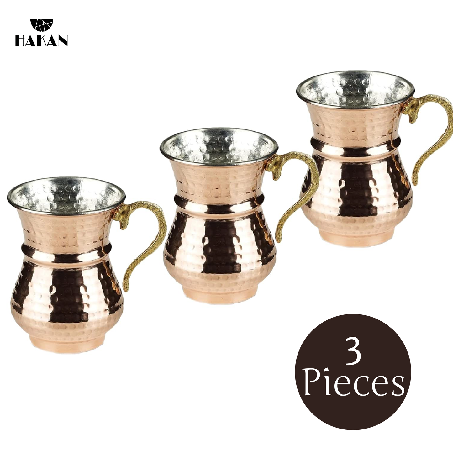 Copper Mug Set Hammered Turkish — 8.4 Oz