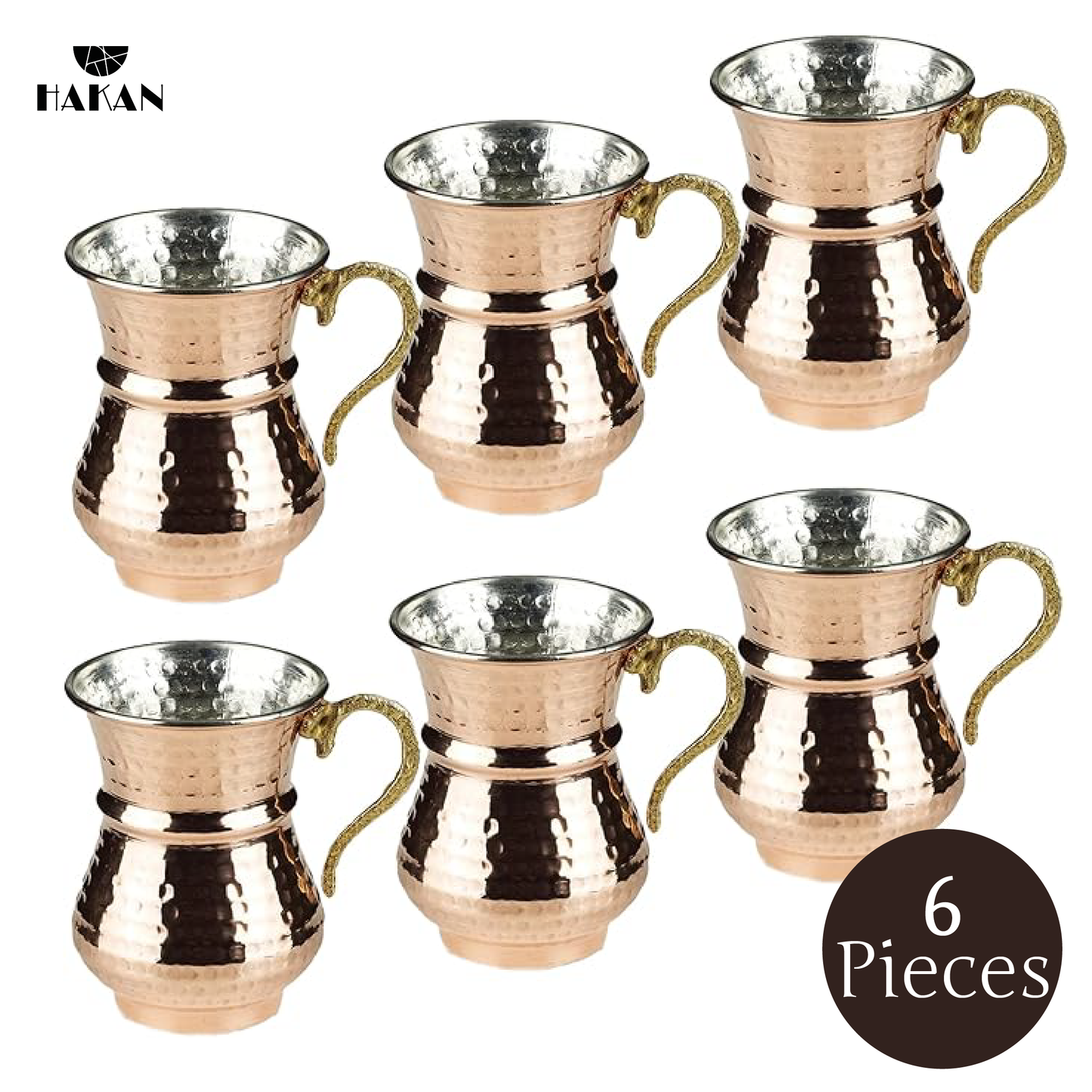 Copper Mug Set Hammered Turkish — 8.4 Oz
