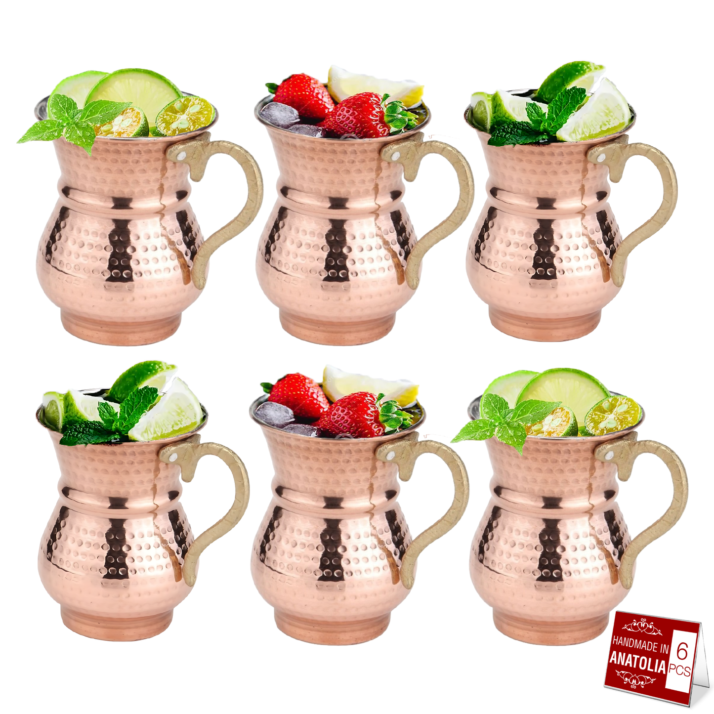 Copper Mug Set Hammered Turkish — 8.4 Oz