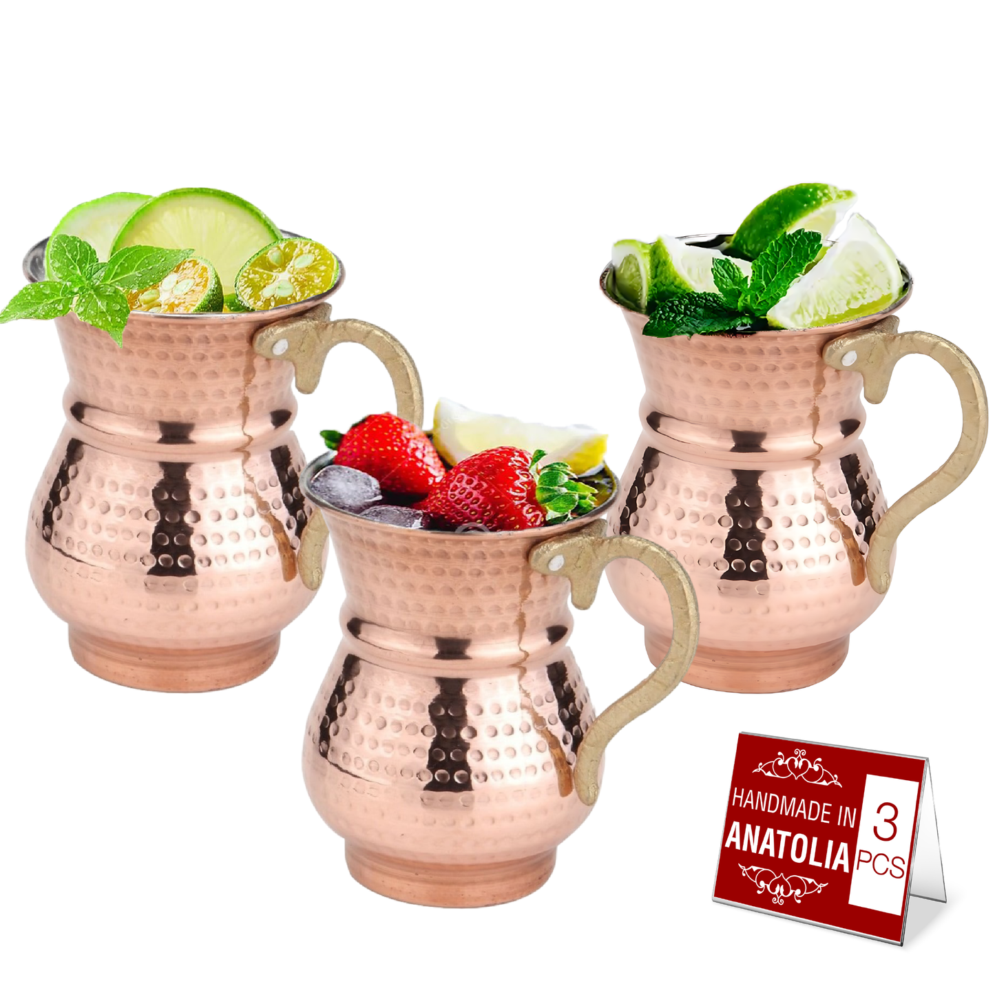 Copper Mug Set Hammered Turkish — 8.4 Oz