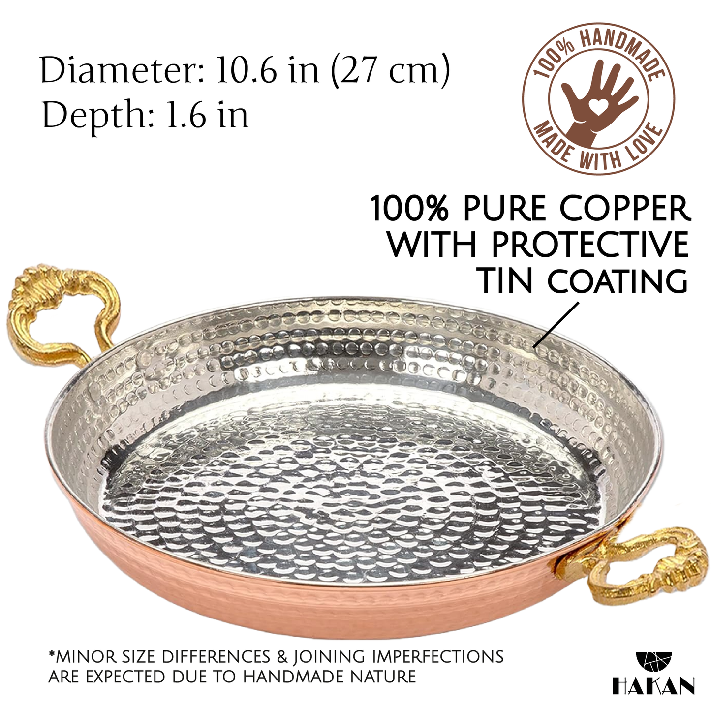 Handmade Copper Egg Pan — 7 Sizes, 5.5 to 10.6 Inch