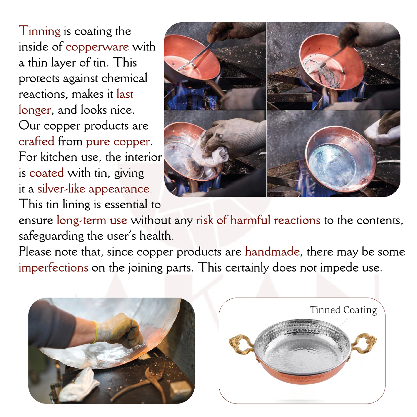 Handmade Copper Egg Pan — 7 Sizes, 5.5 to 10.6 Inch
