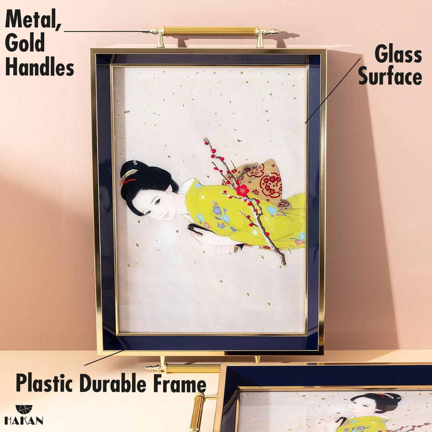 Glass Serving Tray Ivory Sakura Elegance 19x11.5