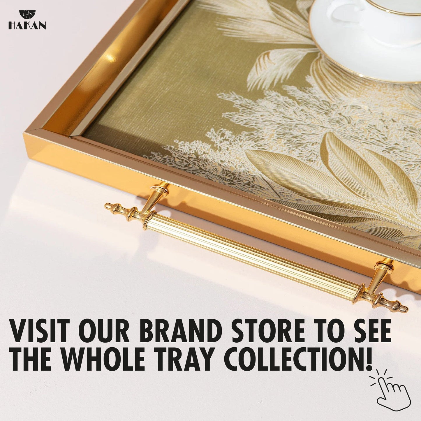 Glass Serving Tray Gold Garden Elegance 19x11.5