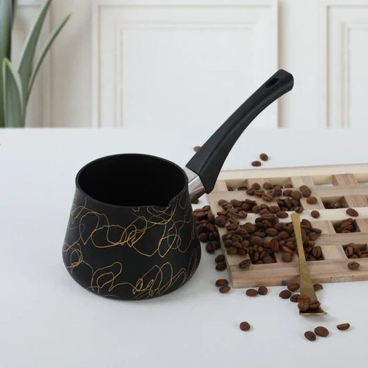 Turkish Coffee Pot — Granite Nonstick Black & Gold, 3 Sizes