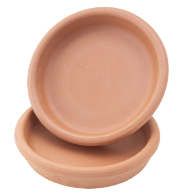 Unglazed Clay Pan Set Handmade — 2 Piece, 6.3x1.2 Inch