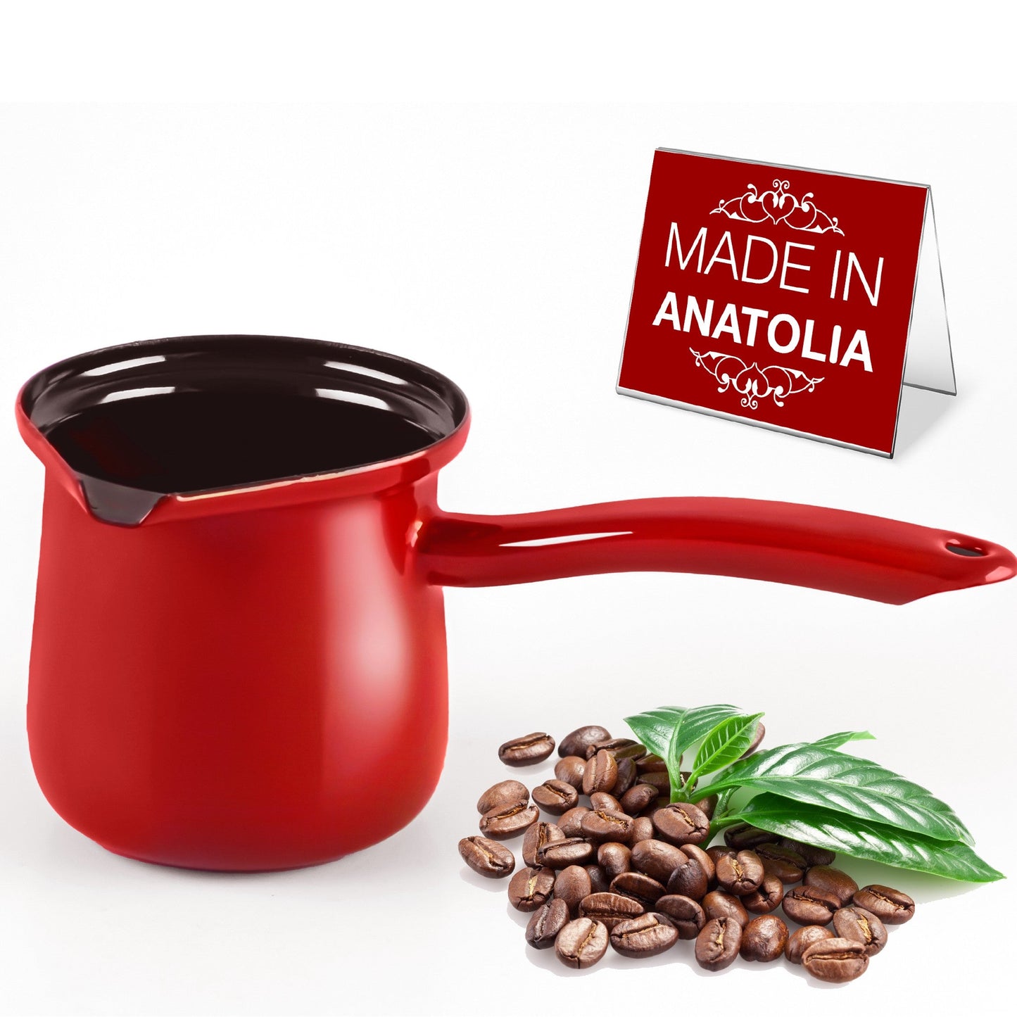 Enamel Turkish Coffee Pot for Stovetop — 6 or 10 Servings