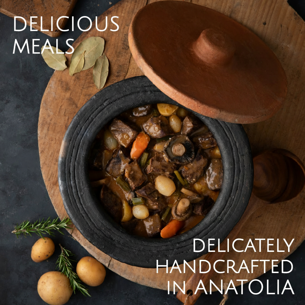 Twice-Baked Unglazed Clay Cooking Pot with Lid — Efes, 4 Sizes