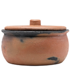 Terracotta pot with lid on a white background, featuring the Rootsware brand.