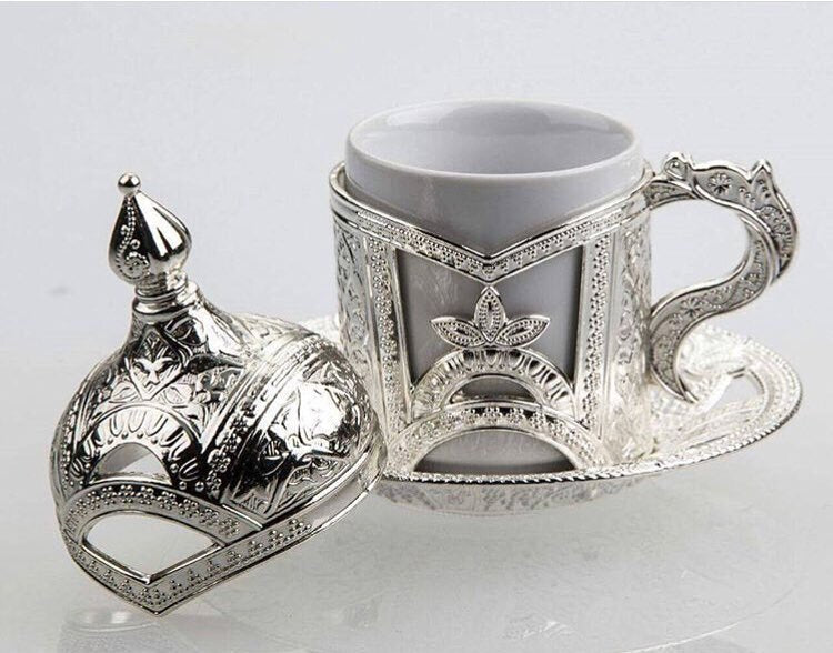 Fancy Turkish Coffee Cup Set 6 Piece — Elegance, 1.69 Oz