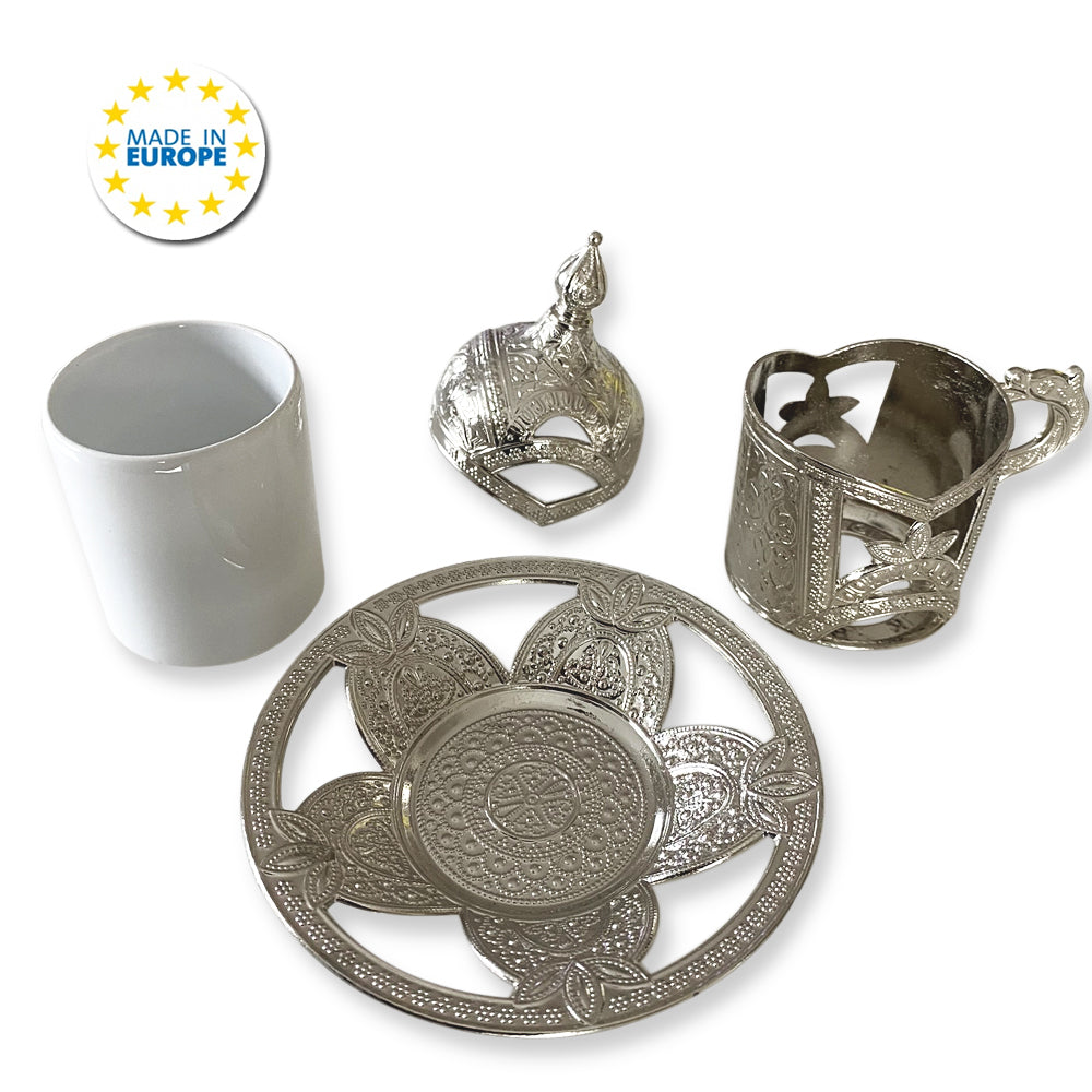 Fancy Turkish Coffee Cup Set 6 Piece — Elegance, 1.69 Oz