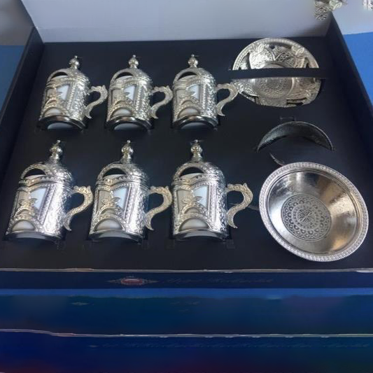 Fancy Turkish Coffee Cup Set 6 Piece — Elegance, 1.69 Oz