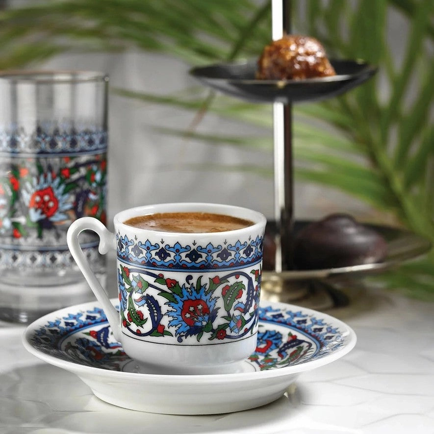 Gural Turkish Coffee Cup Set for 6 — Premium Porcelain