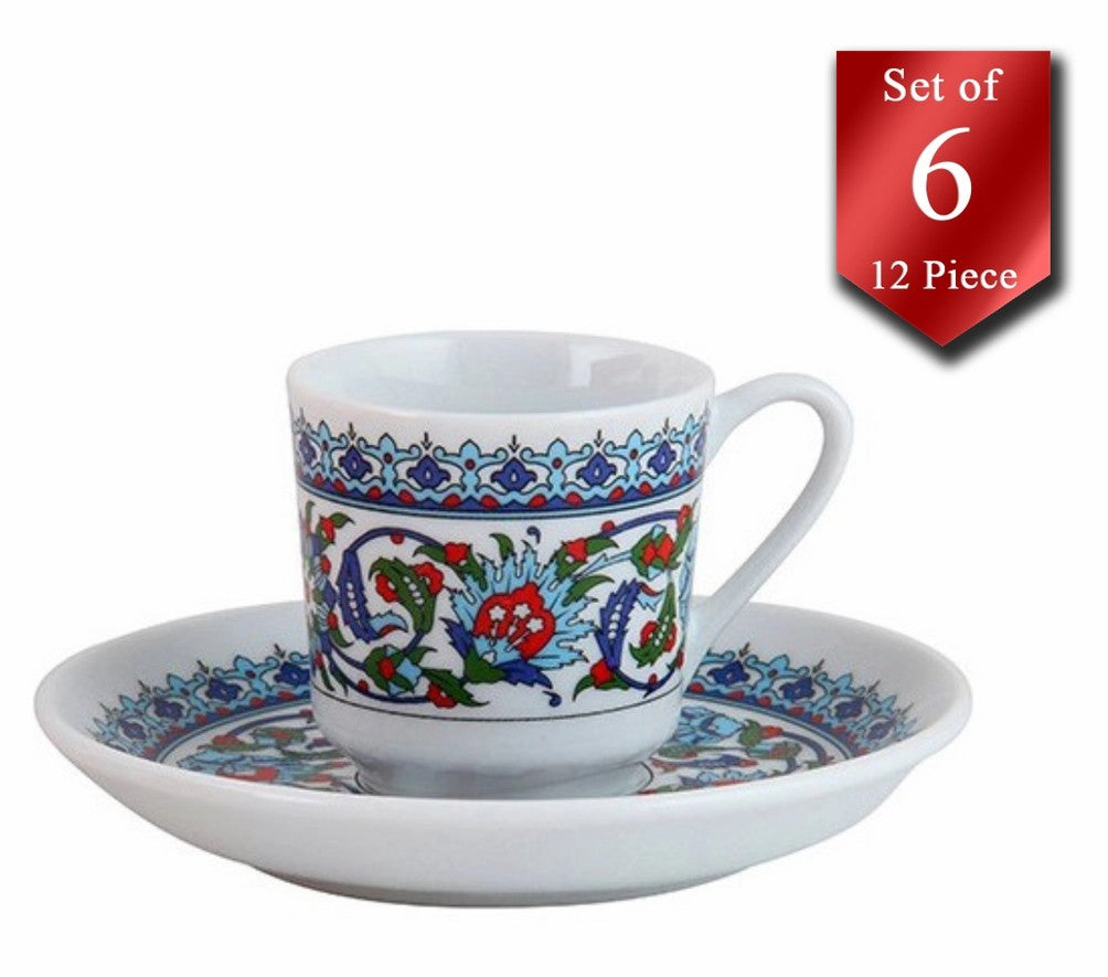 Gural Turkish Coffee Cup Set for 6 — Premium Porcelain
