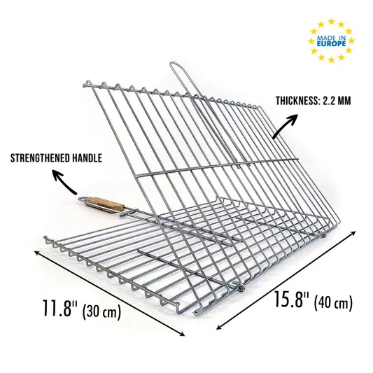 Lockable Grill Basket with Wooden Handle — 11.8 x 15.8 Inch