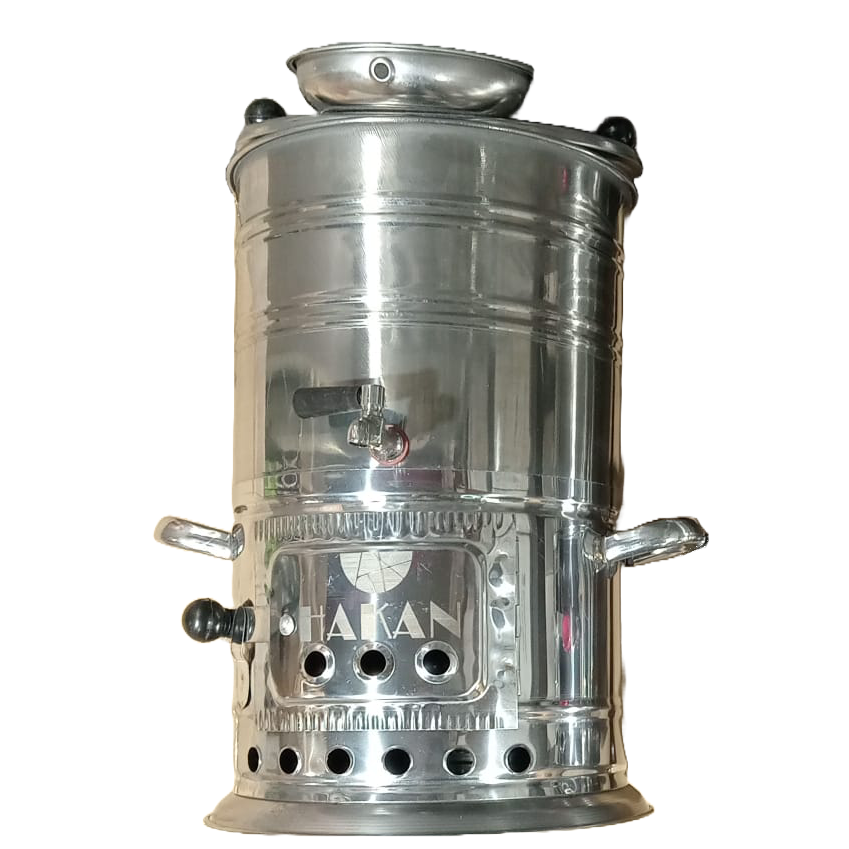 Outdoor Charcoal Samovar Tinplate 135 Oz — Traditional Turkish Tea Urn